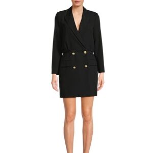 DEREK LAM 10 CROSBY Chiara Peaked Lapel Black Mini Blazer Dress Msrp $595.00